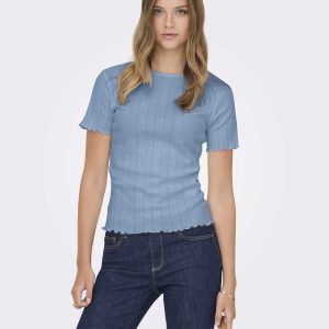 Only Onltenna t-shirt unisex adulto a maniche corte in soft chambray