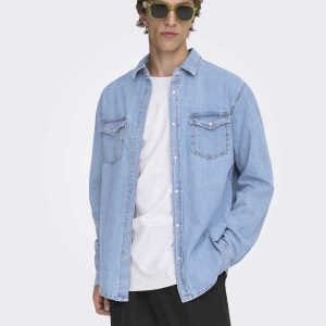 Camicia di jeans Only & Sons Onsbane regular fit unisex adulto blu medium