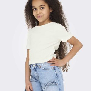 T-shirt bianca da bambino Only Jr in cotone morbido