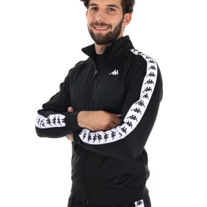 FELPA ACETATA CON BANDE KAPPA DA UOMO NERO BIANCO