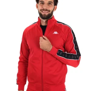 FELPA ACETATA CON BANDE KAPPA DA UOMO ROSSO NERO