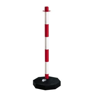 COLONNINA SEGNALETICA BIANCA/ROSSO CON BASE RIEMPIBILE  H. cm. 90