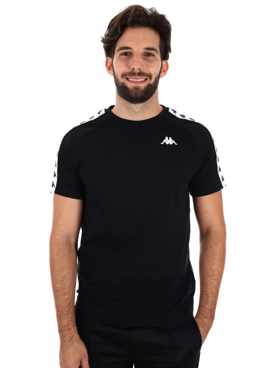 T-SHIRT BANDE KAPPA DA UOMO NERO BIANCO - immagine 2