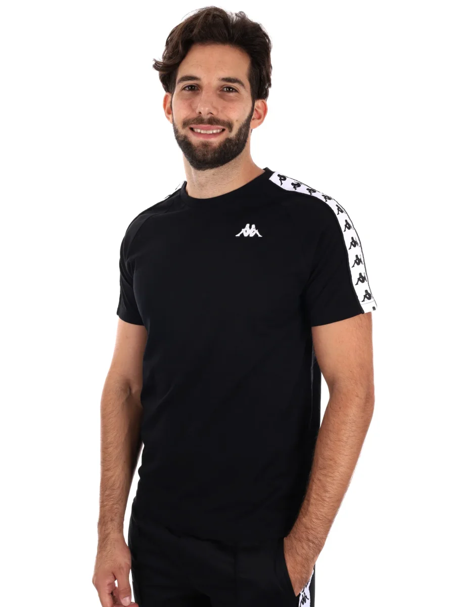 T-SHIRT BANDE KAPPA DA UOMO NERO BIANCO - immagine 3