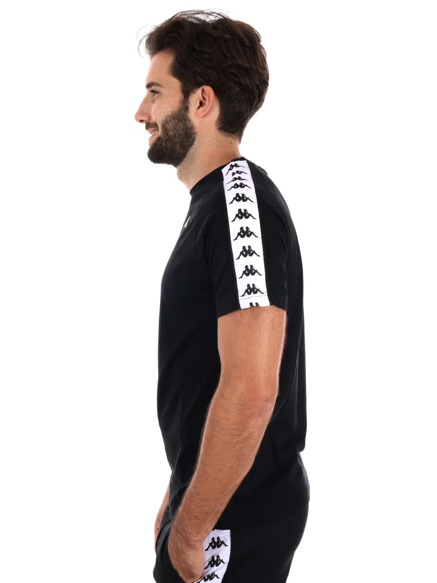 T-SHIRT BANDE KAPPA DA UOMO NERO BIANCO - immagine 4