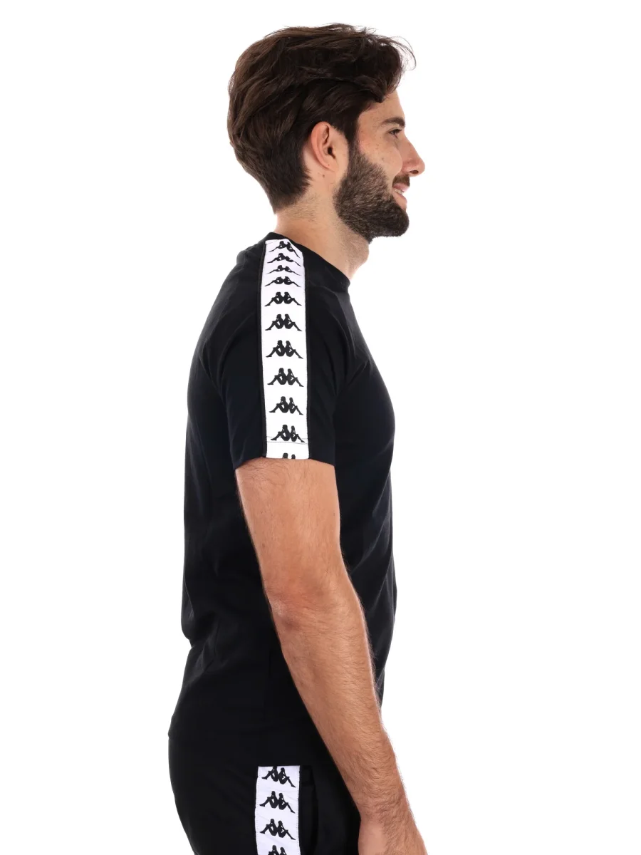 T-SHIRT BANDE KAPPA DA UOMO NERO BIANCO - immagine 8