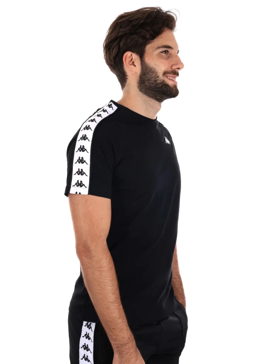 T-SHIRT BANDE KAPPA DA UOMO NERO BIANCO - immagine 9