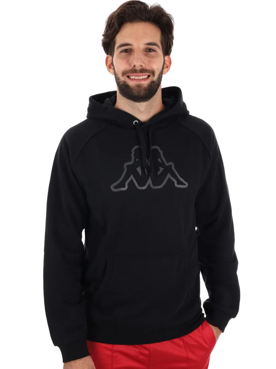 FELPA CAPPUCCIO KAPPA DA UOMO NERO - immagine 2