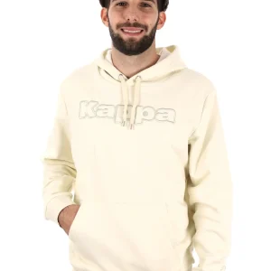 FELPA MAXI LOGO RICAMATO KAPPA DA UOMO PANNA