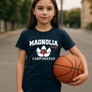 T-SHIRT MAGNOLIA BASKET BIMBA/O BLU
