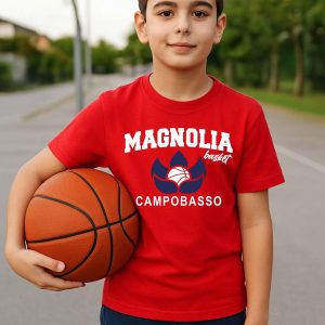 T-SHIRT MAGNOLIA BASKET BIMBA/O ROSSO