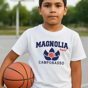 T-SHIRT MAGNOLIA BASKET BIMBA/O BIANCO