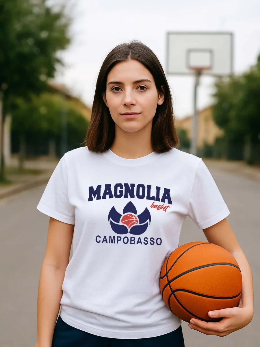 T-SHIRT MAGNOLIA BASKET DONNA BIANCO - immagine 2