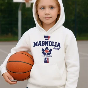 FELPA con CAPPUCCIO MAGNOLIA BASKET BIMBA/O BIANCO