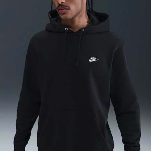 FELPA CLUB CON CAPPUCCIO NIKE DA UOMO NERO