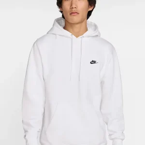 FELPA CLUB CON CAPPUCCIO NIKE DA UOMO BIANCO