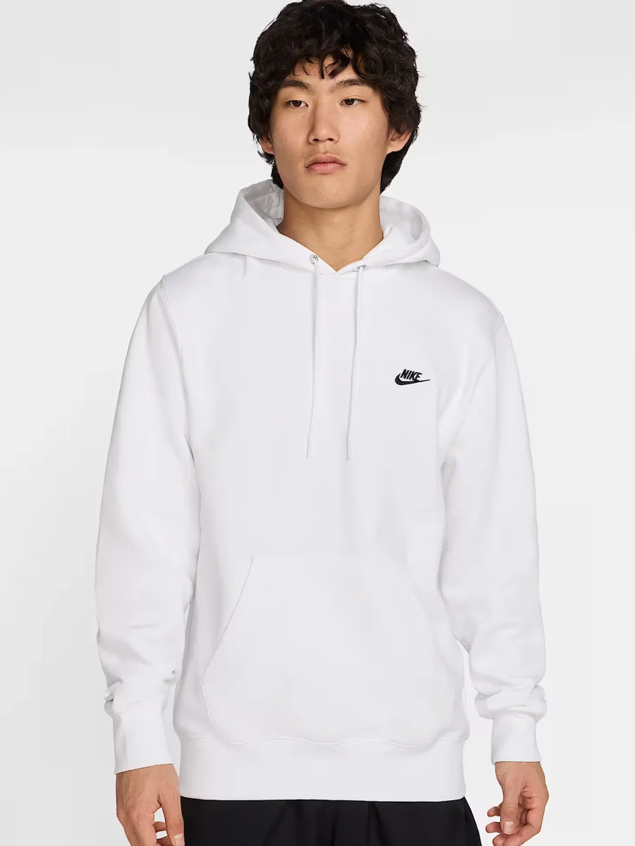 FELPA CLUB CON CAPPUCCIO NIKE DA UOMO BIANCO - immagine 2