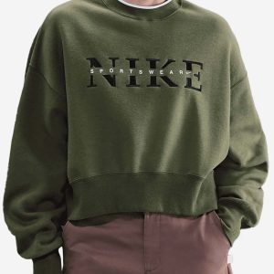 FELPA GIROCOLLO NIKE DA RAGAZZA VERDE