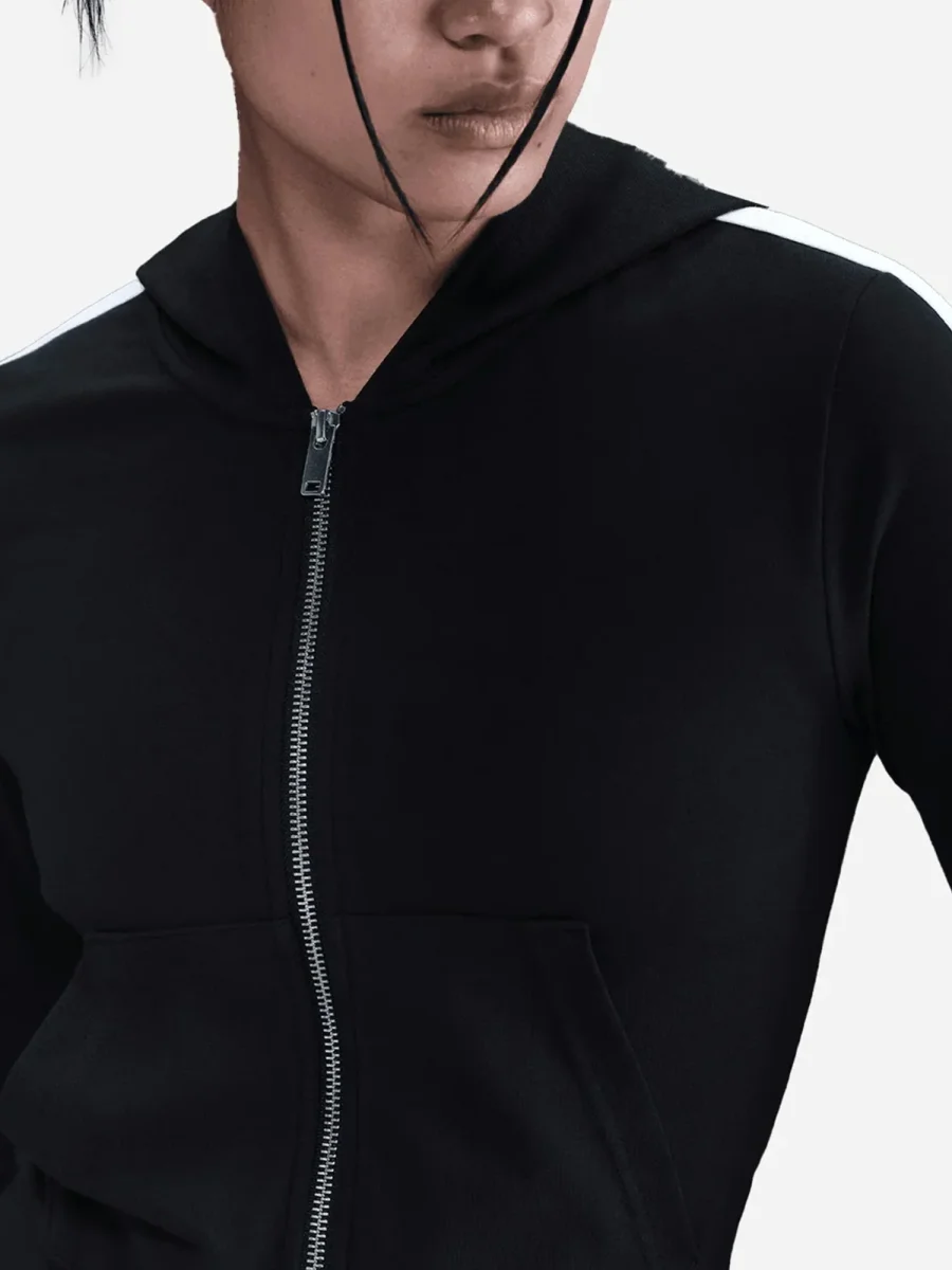 FELPA CON CAPPUCCIO E ZIP NIKE DA DONNA NERO - immagine 3