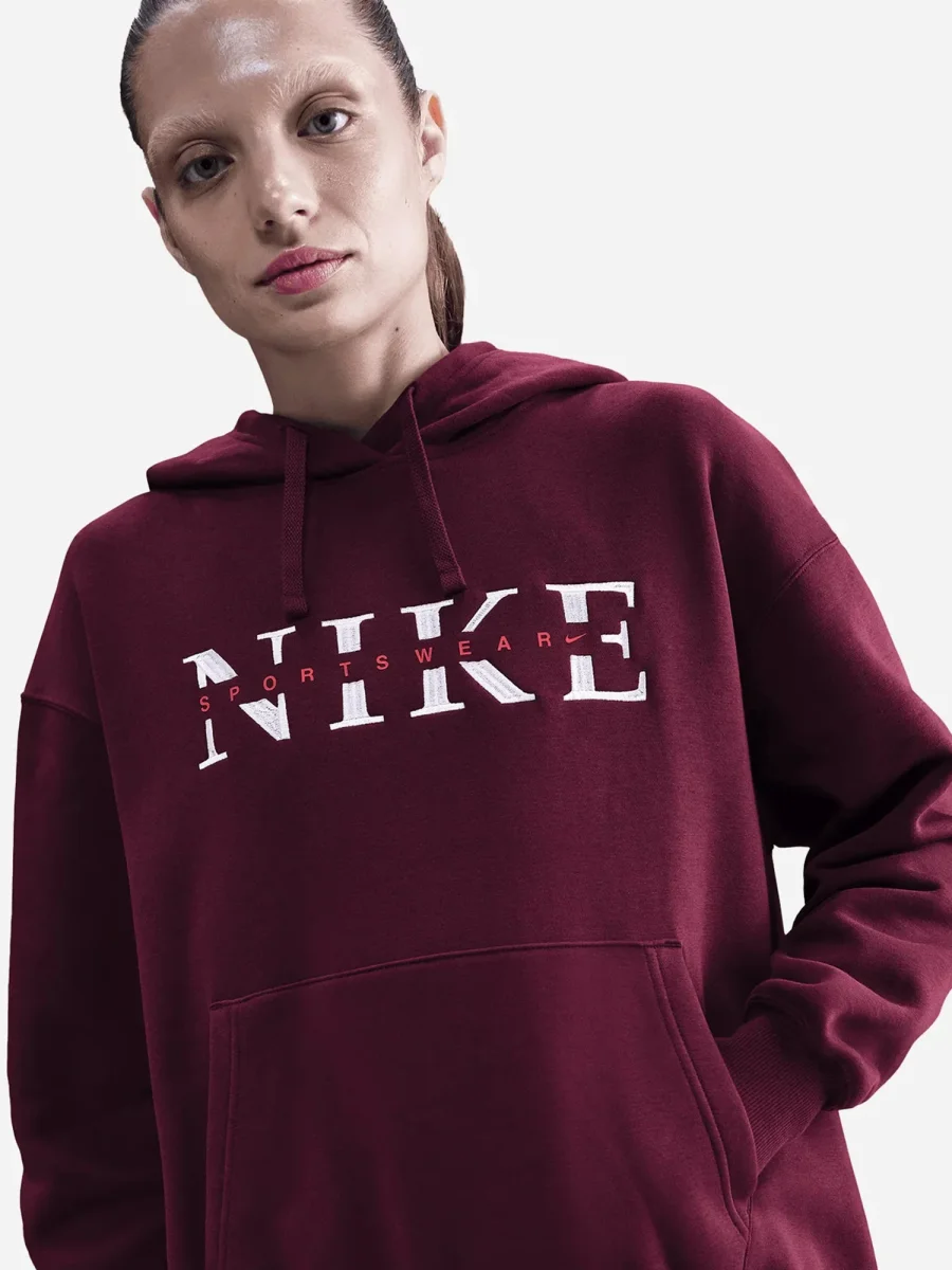 FELPA OVERSIZE CON CAPPUCCIO SPORTSWEAR NIKE DA DONNA BORDEAUX - immagine 3