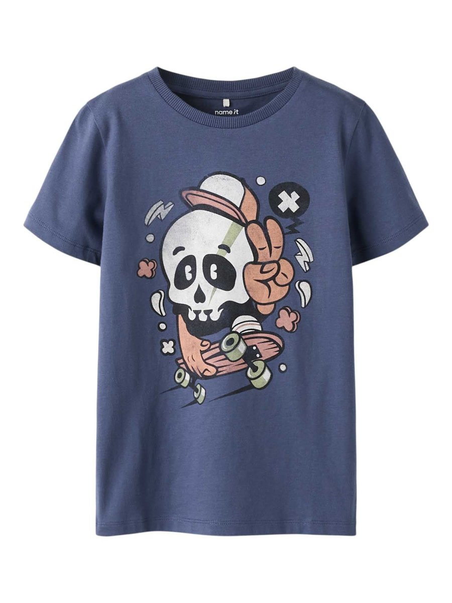 T-shirt in cotone organico Name It unisex adulto colore Blu - immagine 3