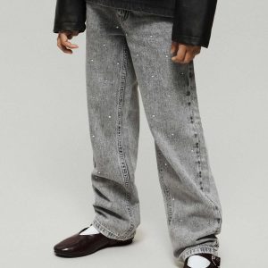 Jeans straight leg unisex adulto in grigio