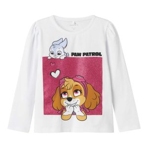 MAGLIA MANICA LUNGA PAW PATROL DA BAMBINA BIANCO
