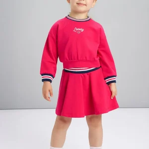 COMPLETO FELPA+GONNA I DO DA BAMBINA FUCSIA