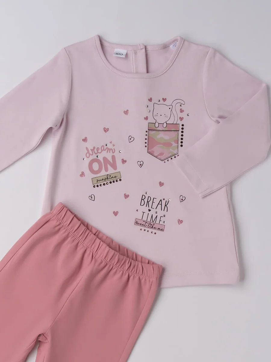 COMPLETO MAGLIA+LEGGINGS IDO DA BAMBINA ROSA - immagine 3