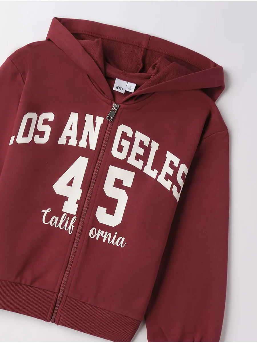 FELPA ZIP BTS IDO DA BAMBINA BORDEAUX - immagine 3