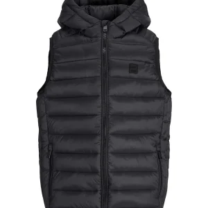 GILET TRAPUNTATO CON CAPPUCCIO JACK&JONES JUNIOR NERO