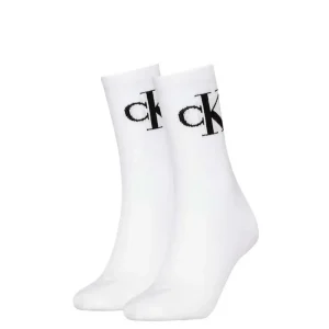 CALZE SET 2 PAIA BIANCHE CALVIN KLEIN JEANS ALTE DA DONNA