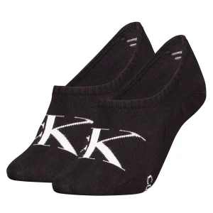 CALZE SET 2 PAIA NERE CALVIN KLEIN JEANS FOOTIE HIGH CUT DA DONNA
