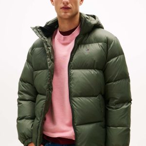 PIUMINO IDROREPELLENTE CON CAPPUCCIO TOMMY JEANS DA UOMO VERDE