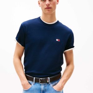 T-SHIRT BADGE TOMMY JEANS UOMO BLU