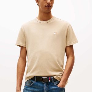 T-SHIRT BADGE TOMMY JEANS UOMO BEIGE