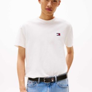 T-SHIRT BADGE TOMMY JEANS UOMO BIANCO