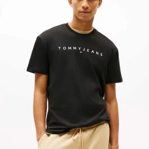 T-SHIRT NERA TOMMY JEANS CON LOGO LINEARE DA UOMO