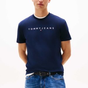 T-SHIRT BLU TOMMY JEANS CON LOGO LINEARE DA UOMO