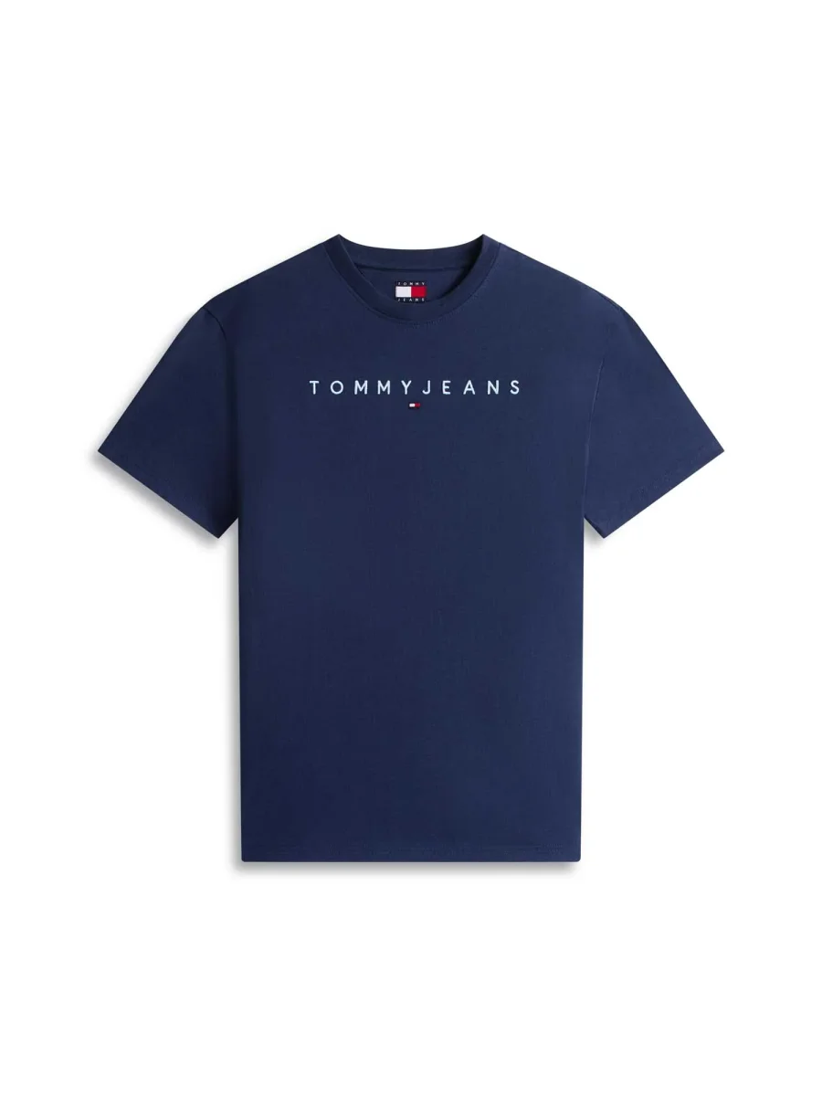 T-SHIRT BLU-CELESTE TOMMY JEANS CON LOGO LINEARE DA UOMO - immagine 3