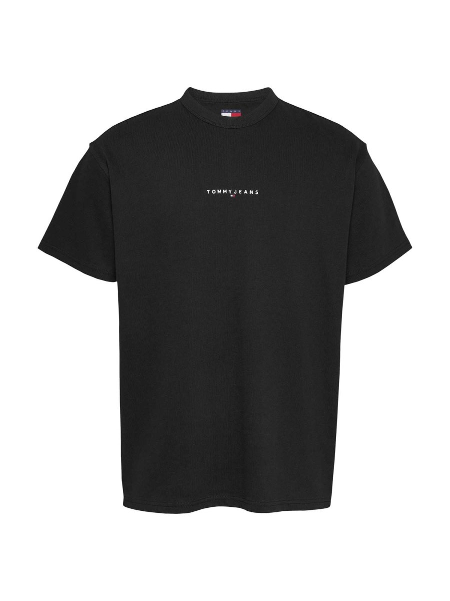T-SHIRT NERA TOMMY JEANS A COSTINE CON LOGO DA UOMO - immagine 3