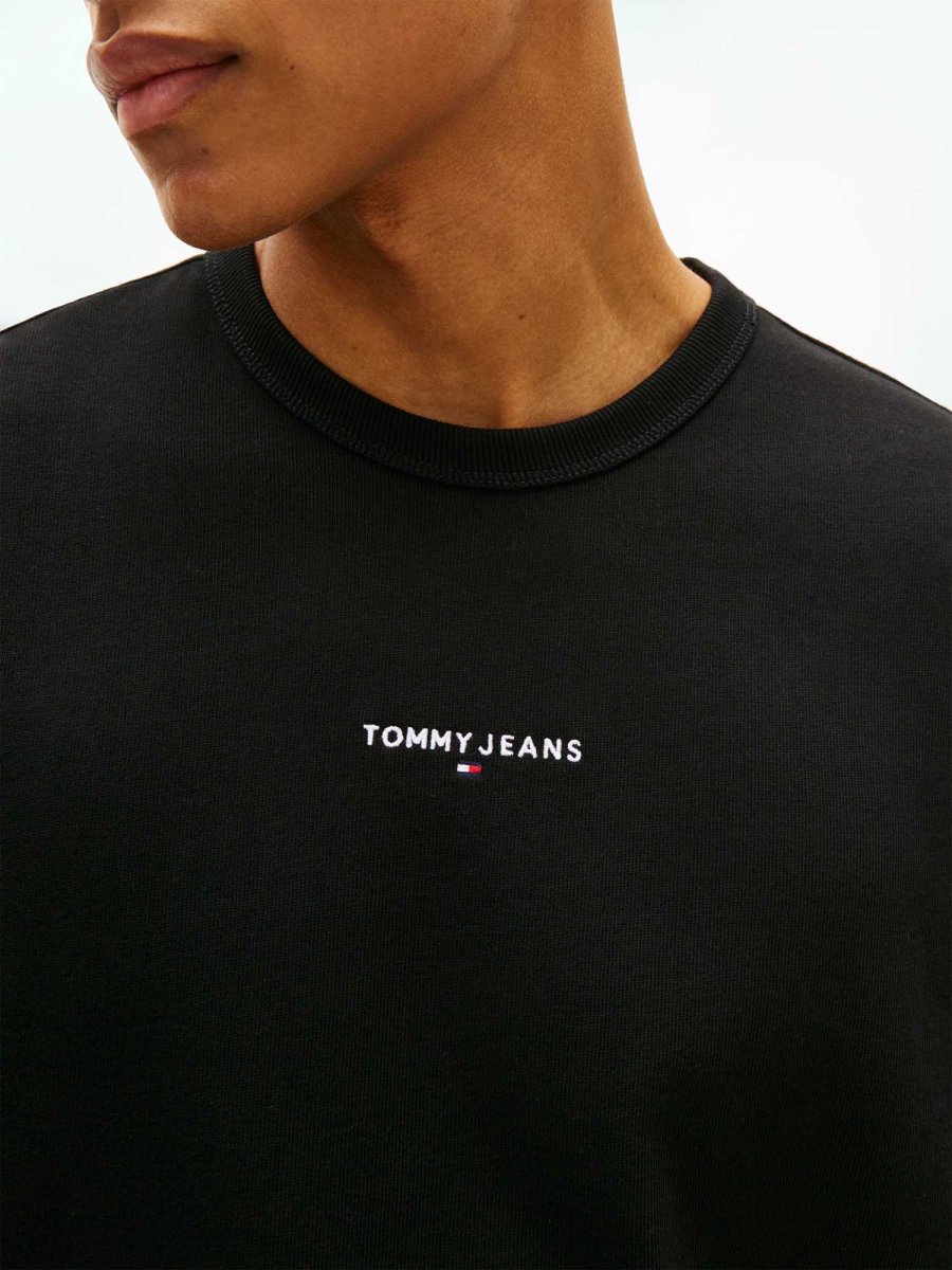 T-SHIRT NERA TOMMY JEANS A COSTINE CON LOGO DA UOMO - immagine 5