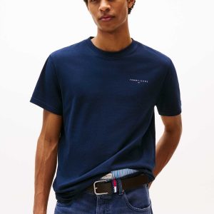 T-SHIRT SLIM LINEAR TOMMY JEANS DA UOMO BLU