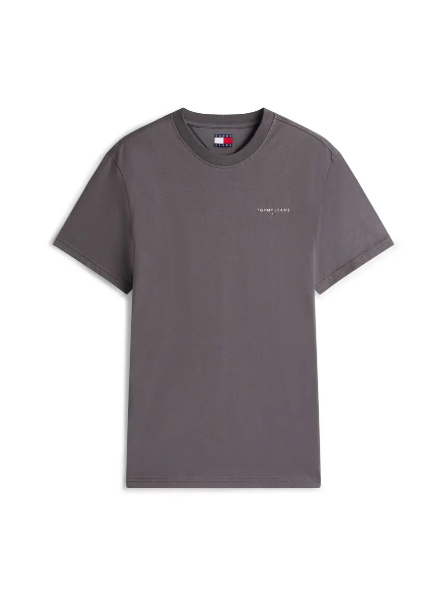 T-SHIRT GIROCOLLO GRIGIA TOMMY JEANS CON LOGO LINEARE DA UOMO - immagine 3