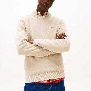 MAGLIONE CREMA TOMMY JEANS ESSENTIALS LOGO DA UOMO