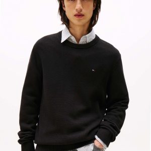 MAGLIONE NERO TOMMY JEANS ESSENTIALS LOGO DA UOMO