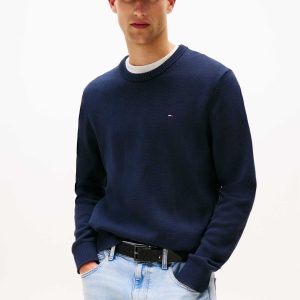 MAGLIONE BLU TOMMY JEANS ESSENTIALS LOGO DA UOMO