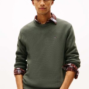 MAGLIONE OLIVA TOMMY JEANS ESSENTIALS LOGO DA UOMO