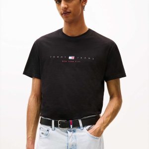 T-SHIRT REGULAR FLAG TOMMY JEANS DA UOMO NERO