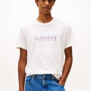 T-SHIRT SLIM FIT BIANCA TOMMY JEANS DA UOMO